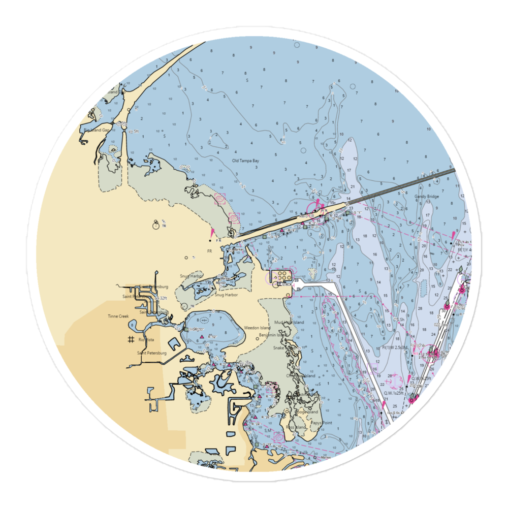 Galati Tampa Bay (Saint Petersburg, FL) NOAA Chart Sticker 
