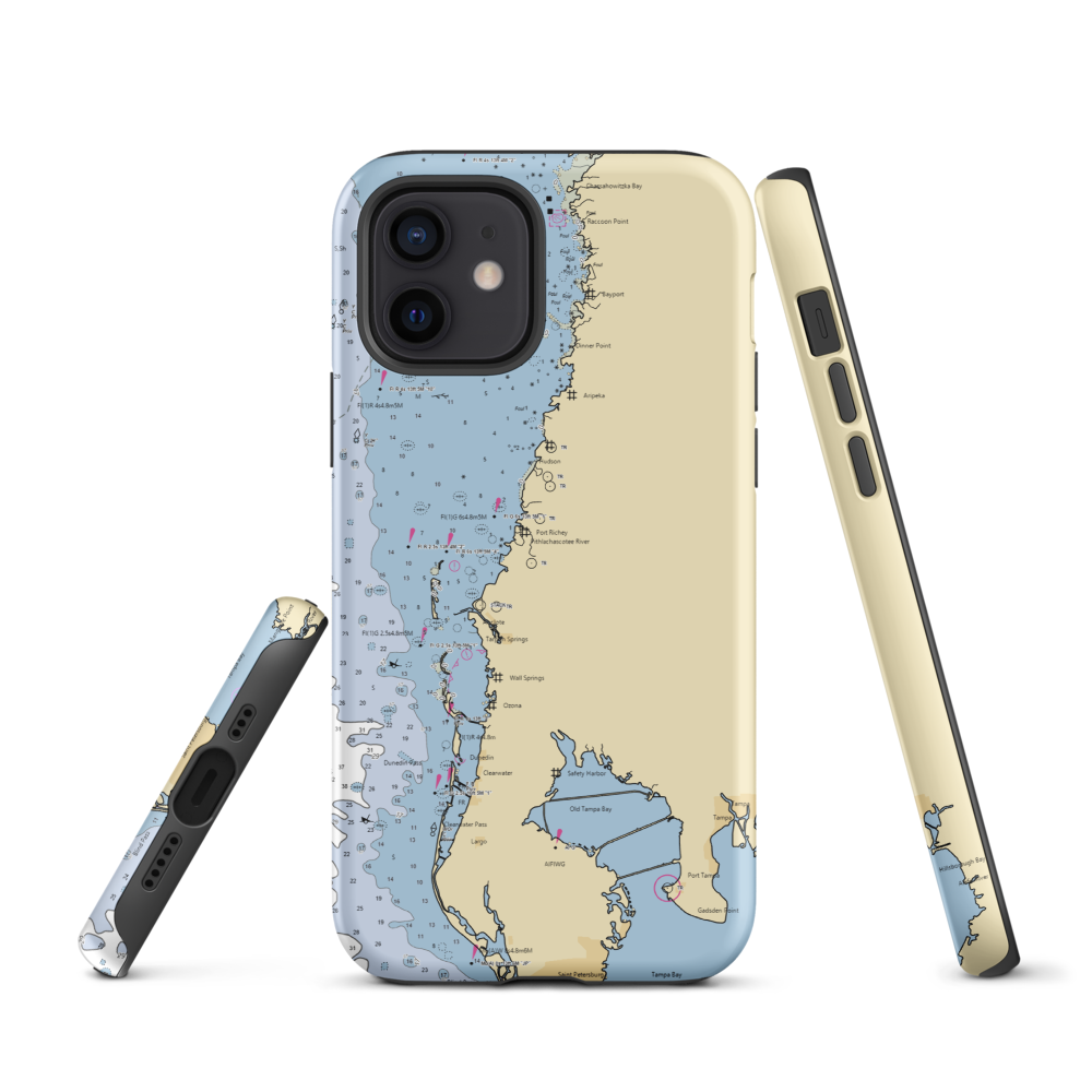 Leverocks Seafood House of St Pete Beach (New Port Richey, FL) NOAA Chart  Tough iPhone Case iPhone 12 model shown