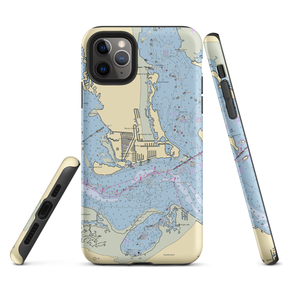 York Road Marine (Sanibel, FL) NOAA Chart  Tough iPhone Case iPhone 11 Pro Max model shown