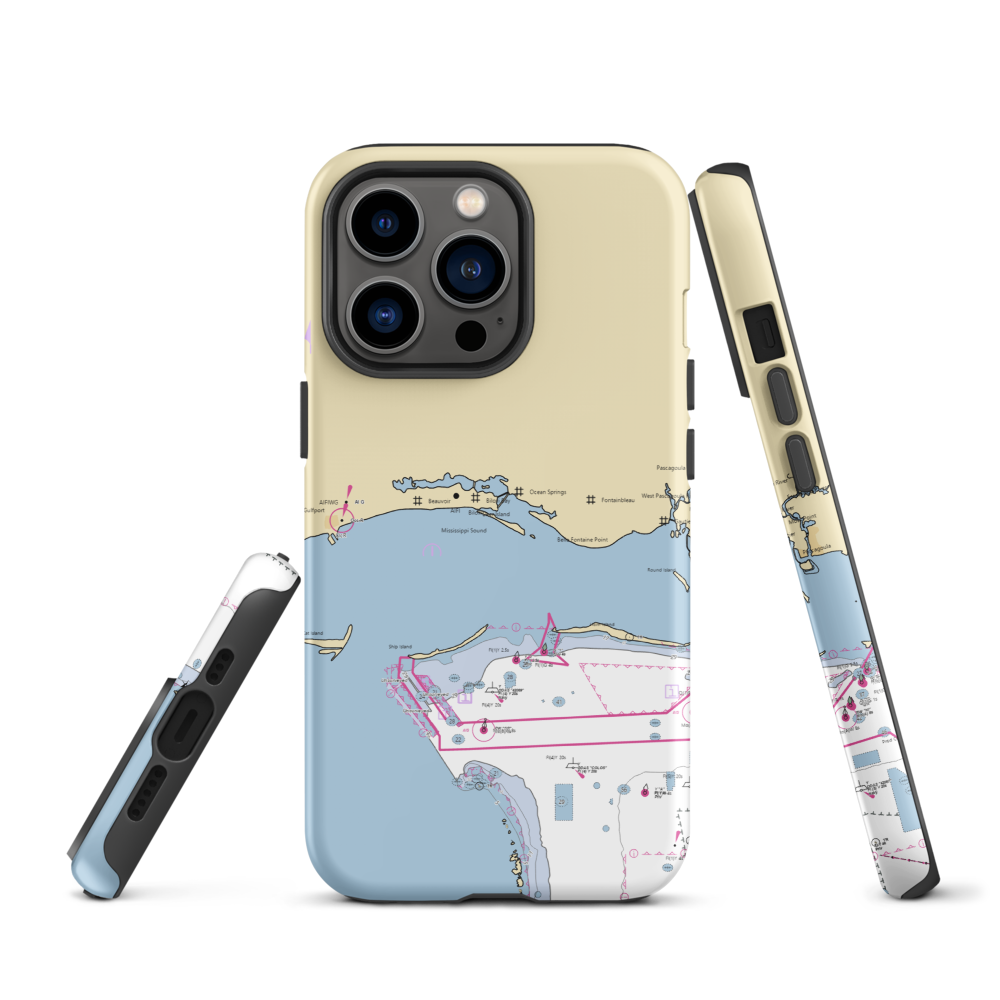 Fort Bayou Marina (Gautier, MS) NOAA Chart  Tough iPhone Case iPhone 13 Pro model shown