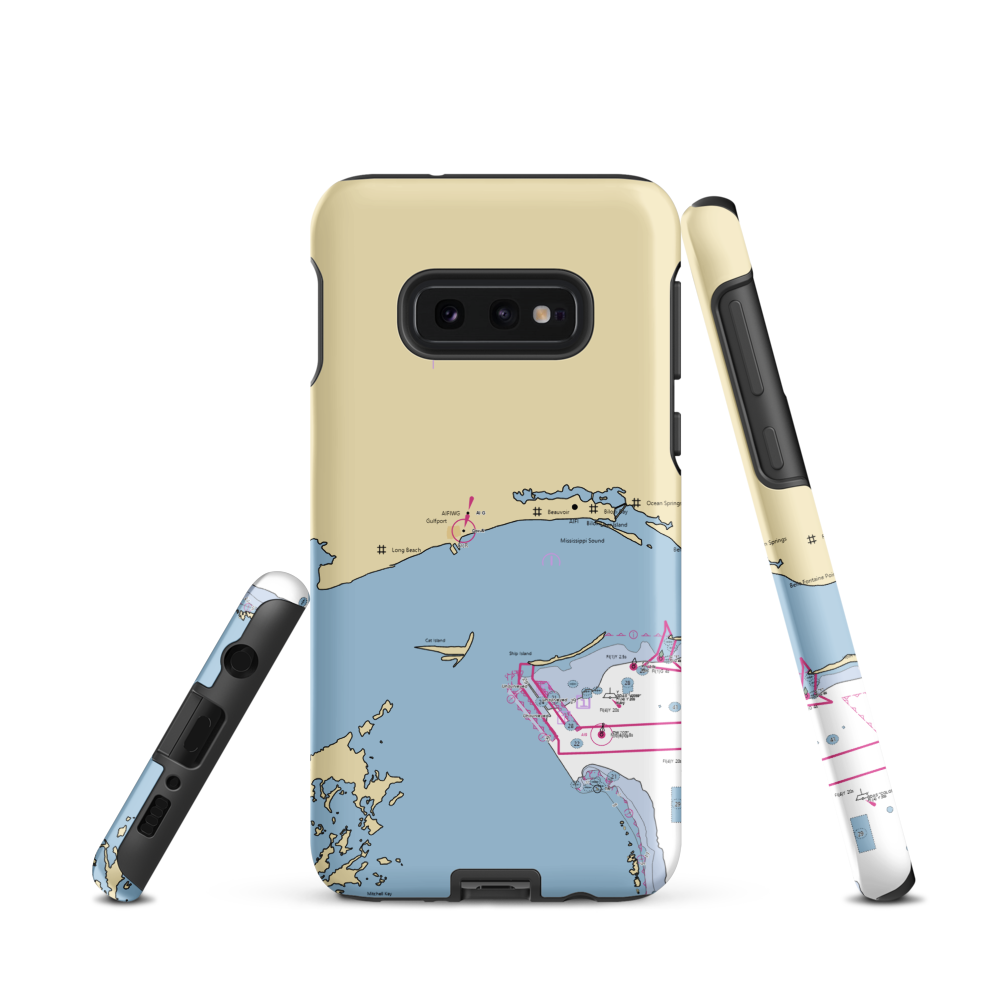 Captain's Wharf Marina (Gulfport, MS) NOAA Chart Samsung Phone Case Samsung Galaxy S10e model shown
