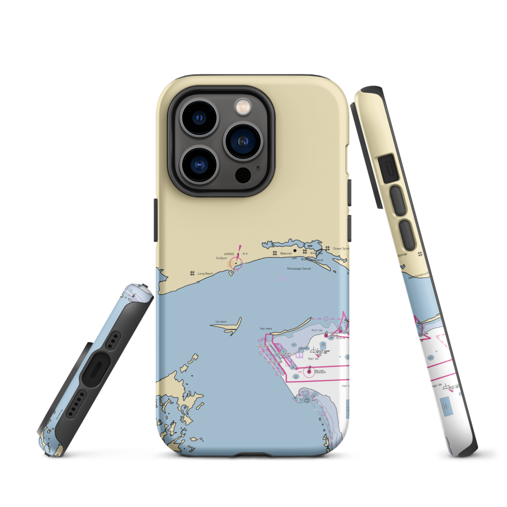 River's Bend Marina (Gulfport, MS) NOAA Chart  Tough iPhone Case iPhone 14 Pro model shown