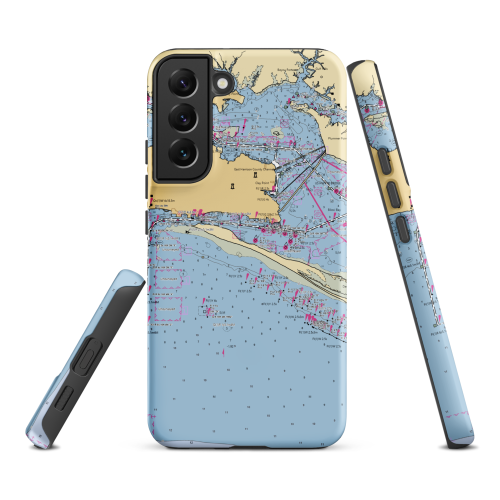 Biloxi Schooner Pier (Biloxi, MS) NOAA Chart Samsung Phone Case Samsung Galaxy S22 Plus model shown