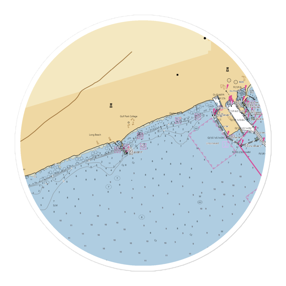 Long Beach Harbor (Long Beach, MS) NOAA Chart Sticker 