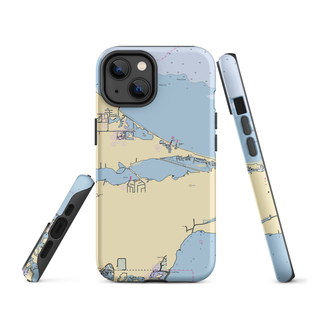 Safe Harbor Lakefront (Lacarne, OH) NOAA Chart  Tough iPhone Case iPhone 14 model shown