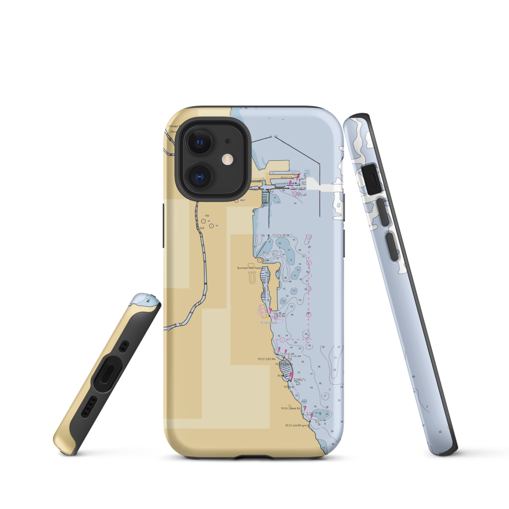 Burnham Harbor, the Chicago Harbors (Arlington Heights, IL) NOAA Chart  Tough iPhone Case iPhone 12 mini model shown