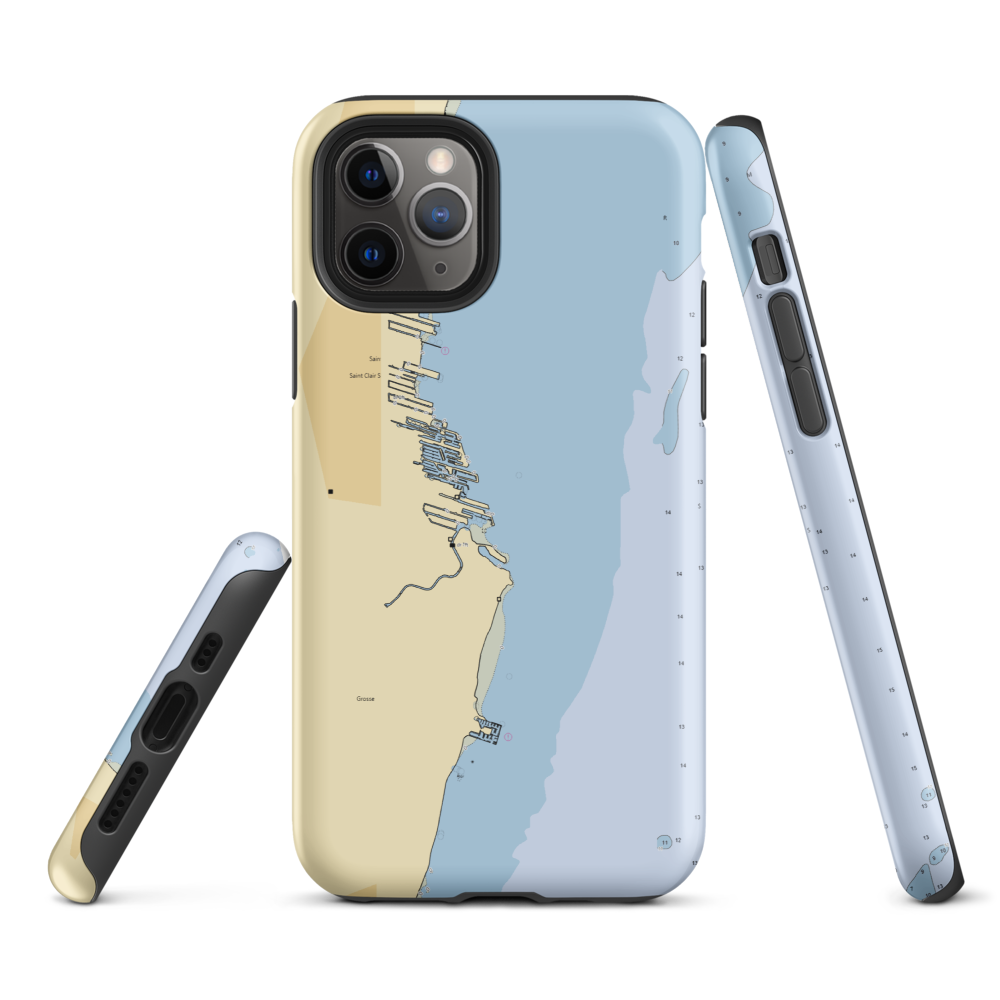 Miller Marina (Saint Clair Shores, MI) NOAA Chart  Tough iPhone Case iPhone 11 Pro model shown
