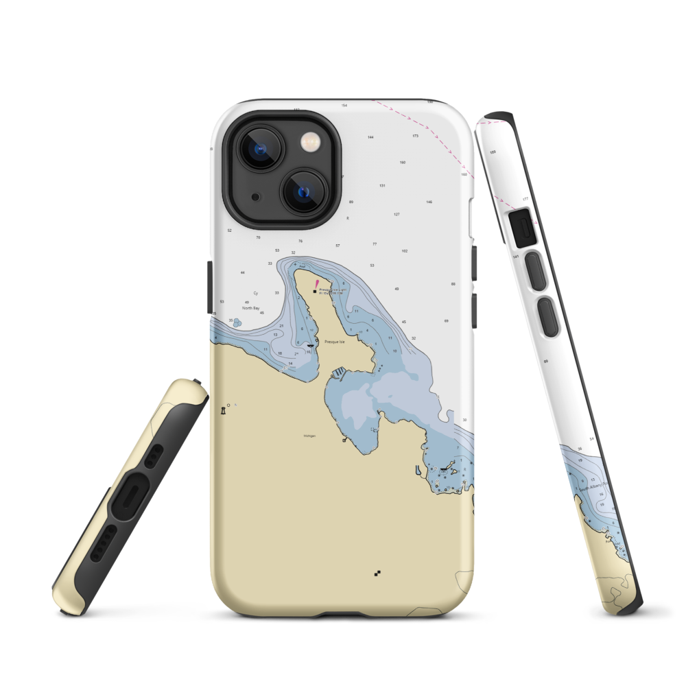 Presque Isle Harbor Marina (Presque Isle, MI) NOAA Chart  Tough iPhone Case iPhone 13 model shown