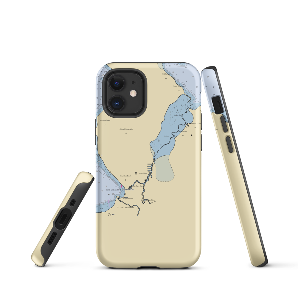 Indian River Marina (Indian River, MI) NOAA Chart  Tough iPhone Case iPhone 12 mini model shown