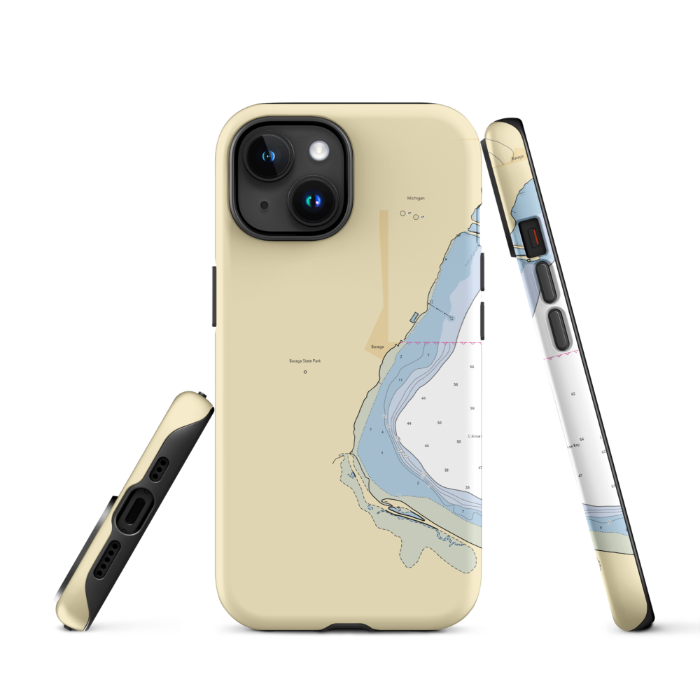 Baraga State Park (Lanse, MI) NOAA Chart  Tough iPhone Case iPhone 15 model shown
