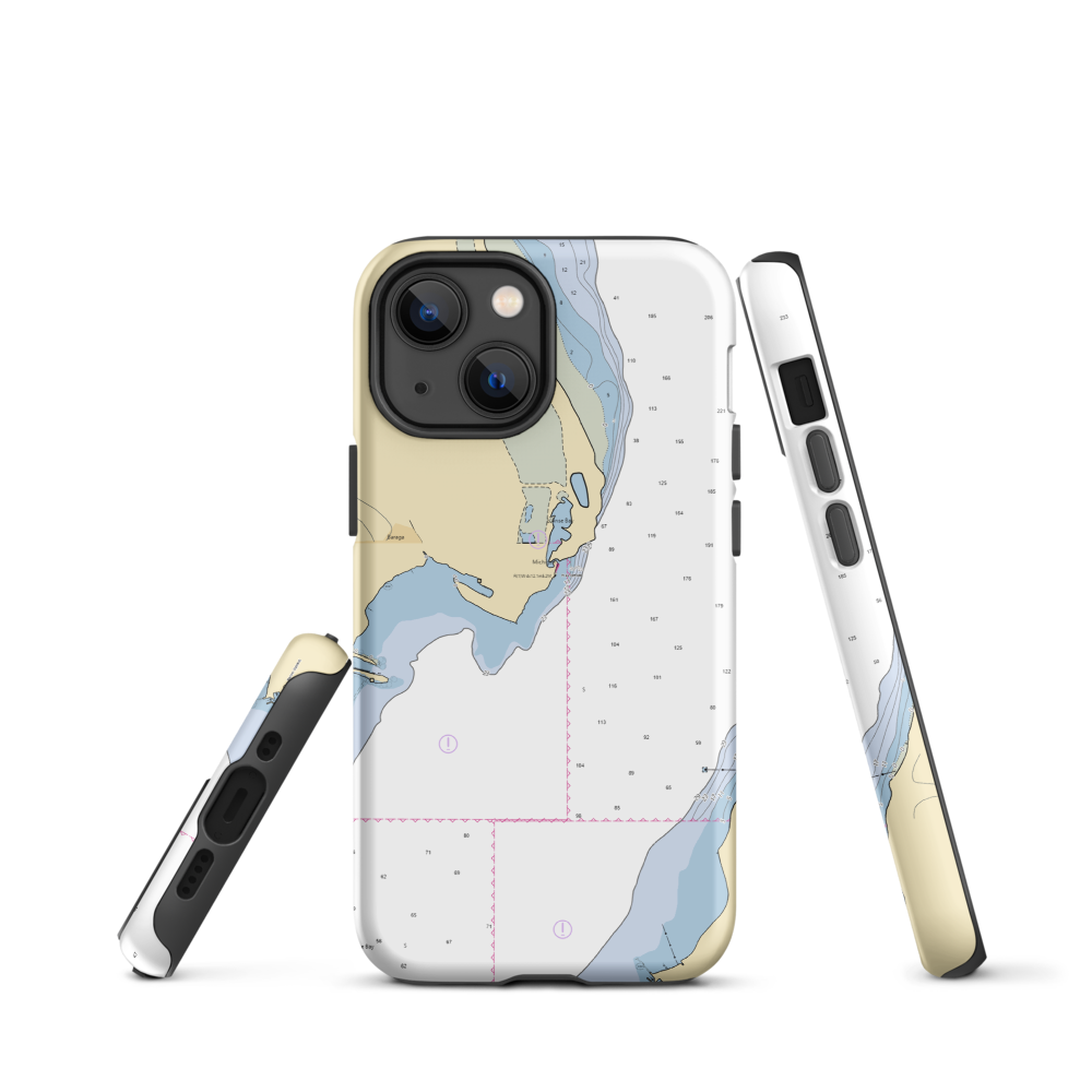 Ojibwa Marina (Lanse, MI) NOAA Chart  Tough iPhone Case iPhone 13 mini model shown