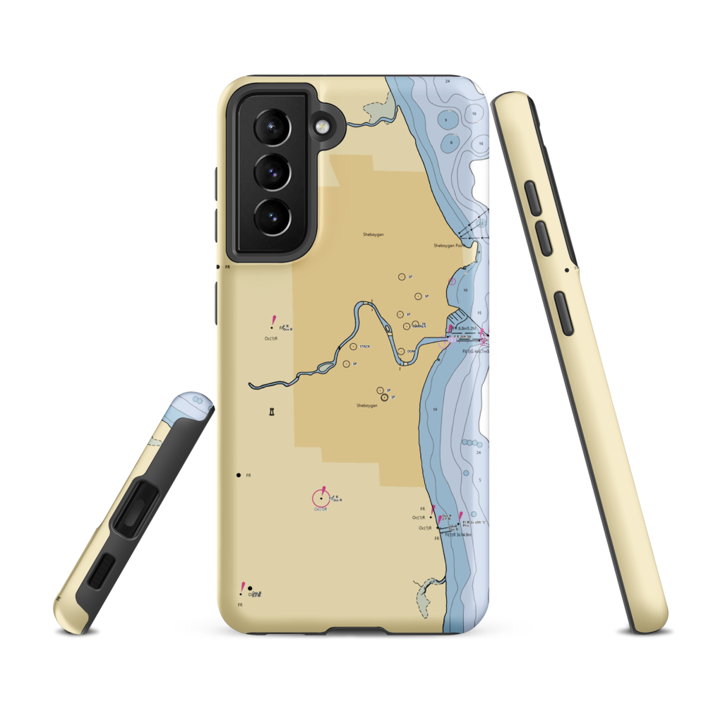 M & H Outboard (Kohler, WI) NOAA Chart Samsung Phone Case Samsung Galaxy S21 FE model shown