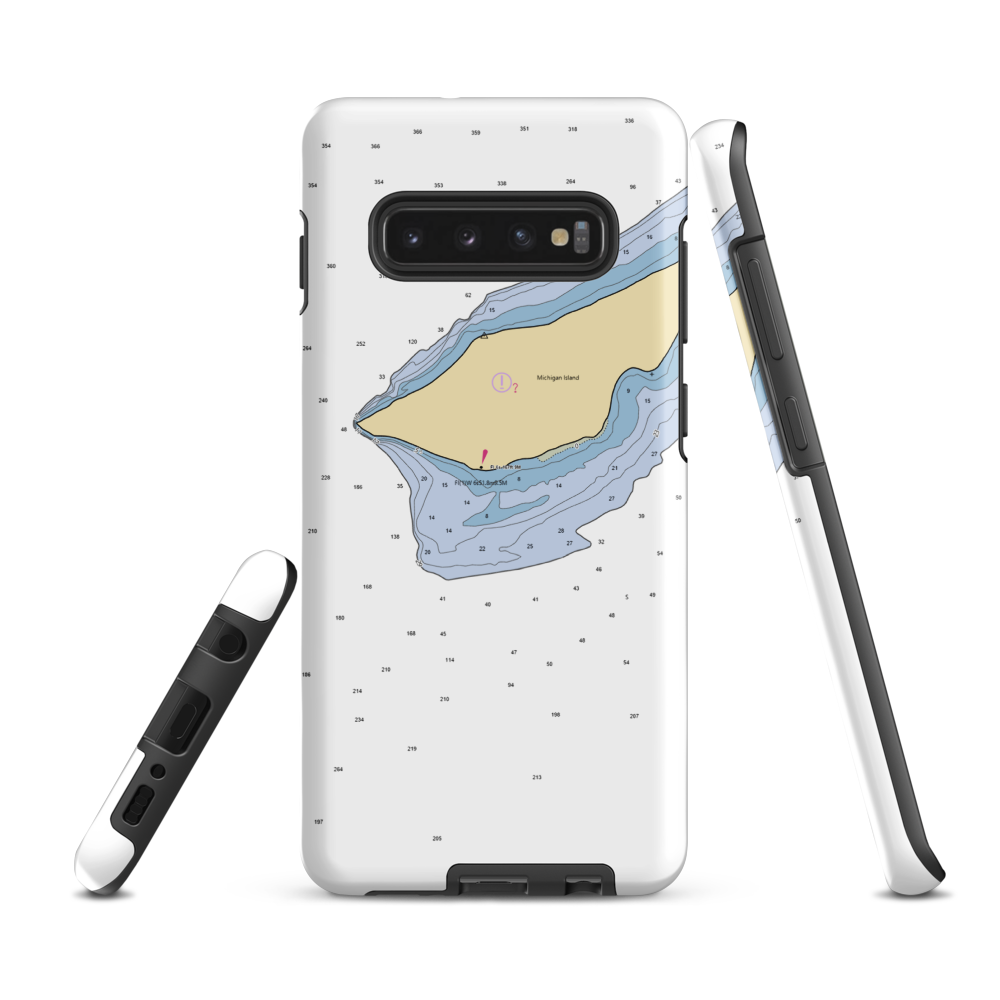 Michigan Island Lighthouse NPS Dock (La Pointe, WI) NOAA Chart Samsung Phone Case Samsung Galaxy S10 Plus model shown