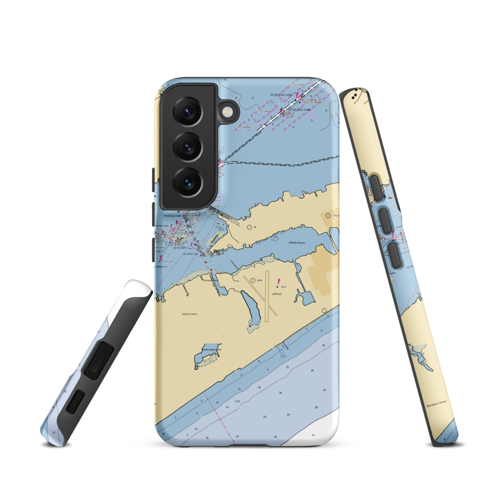 Lakewood South (Galveston, TX) NOAA Chart Samsung Phone Case Samsung Galaxy S22 model shown