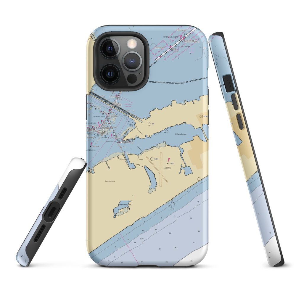 Lakewood South (Galveston, TX) NOAA Chart  Tough iPhone Case iPhone 12 Pro Max model shown