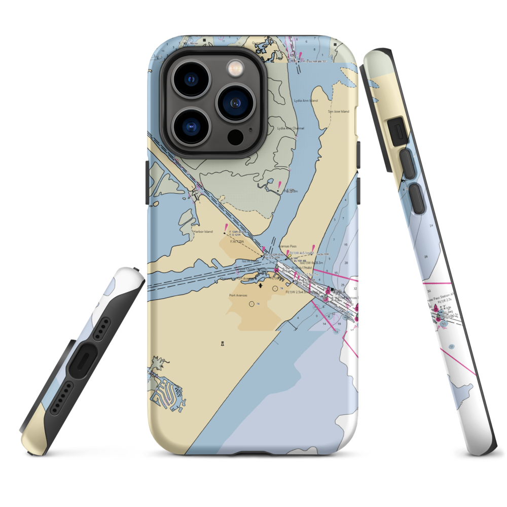 Virginia's on the Bay (Port Aransas, TX) NOAA Chart  Tough iPhone Case iPhone 14 Pro Max model shown