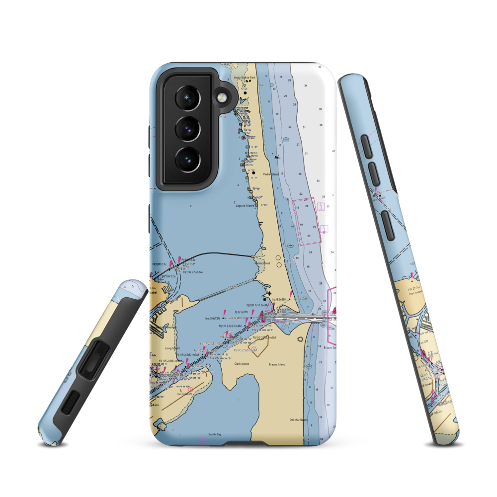 Boardwalk Condominium Yacht Club (Harlingen, TX) NOAA Chart Samsung Phone Case Samsung Galaxy S21 model shown