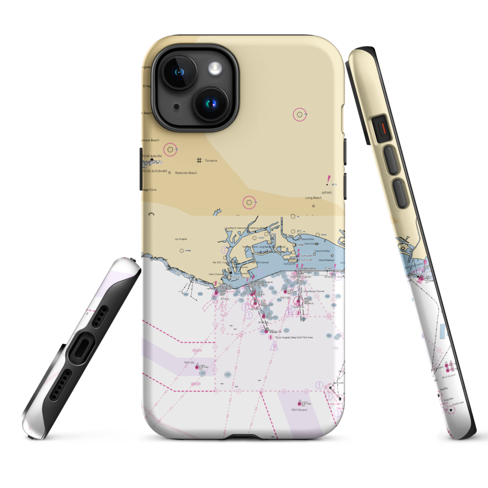 Cerritos Yacht Anchorage (San Pedro, CA) NOAA Chart  Tough iPhone Case iPhone 15 Plus model shown