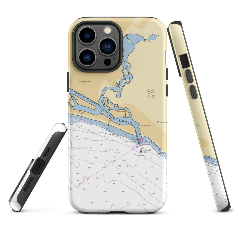 Newport Harbor Patrol Guest Dock (Newport Beach, CA) NOAA Chart  Tough iPhone Case iPhone 13 Pro Max model shown