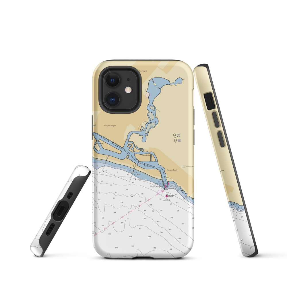 Balboa Yacht Basin (Newport Beach, CA) NOAA Chart  Tough iPhone Case iPhone 12 mini model shown