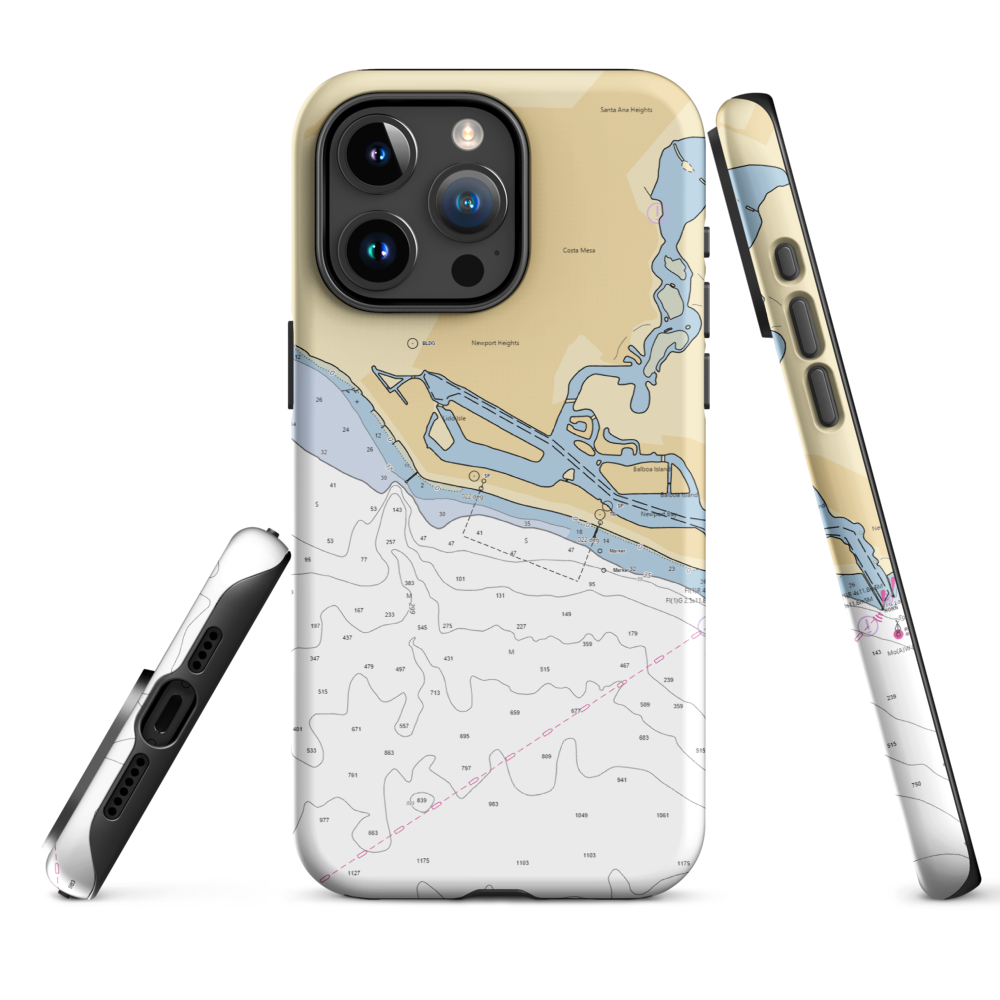 Bayshore Marina (Newport Beach, CA) NOAA Chart  Tough iPhone Case iPhone 15 Pro Max model shown
