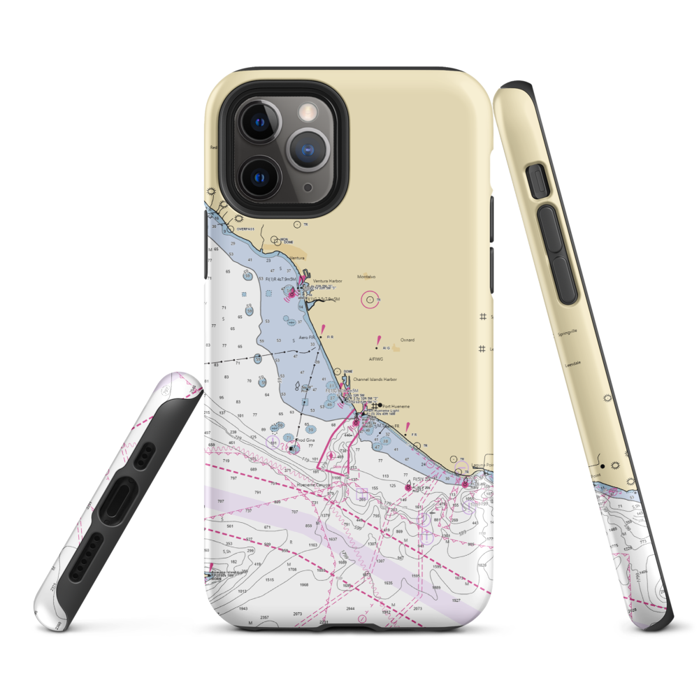 Marine Emporium Landing (Port Hueneme Cbc Base, CA) NOAA Chart  Tough iPhone Case iPhone 11 Pro model shown