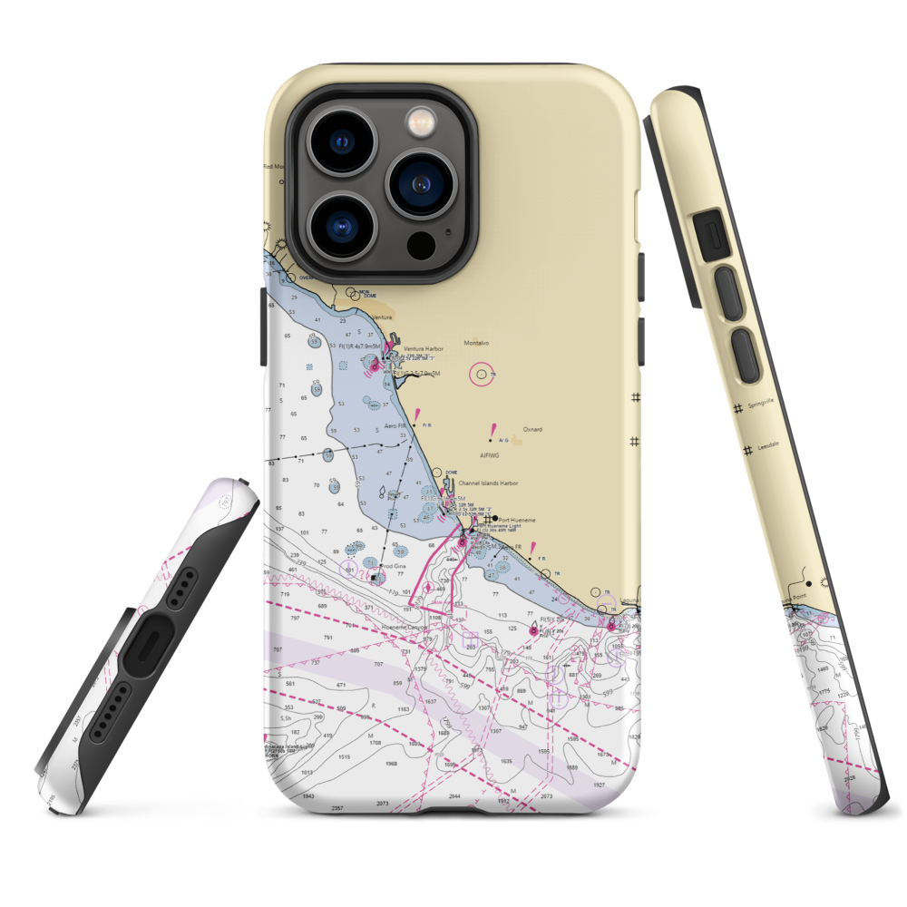 Peninsula Park Guest Dock (Port Hueneme Cbc Base, CA) NOAA Chart  Tough iPhone Case iPhone 14 Pro Max model shown