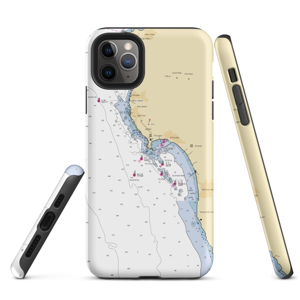 Pillar Point Harbor (El Granada, CA) NOAA Chart  Tough iPhone Case iPhone 11 Pro Max model shown