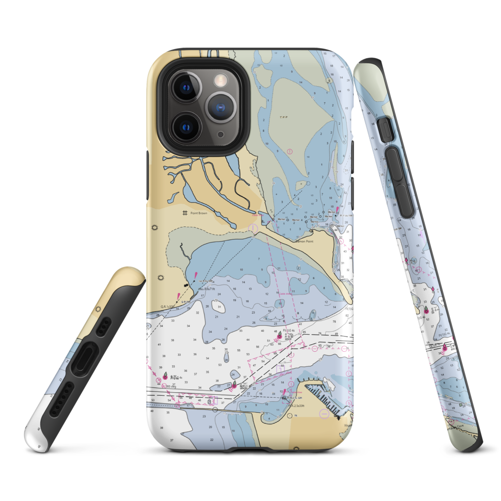 Quinault Marina & RV Resort (Ocean Shores, WA) NOAA Chart  Tough iPhone Case iPhone 11 Pro model shown