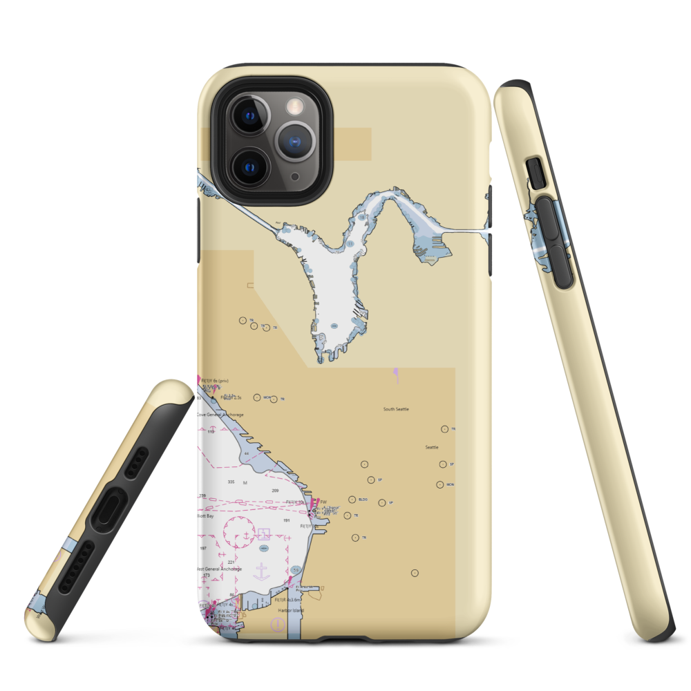 Lake Union Drydock Company (Medina, WA) NOAA Chart  Tough iPhone Case iPhone 11 Pro Max model shown