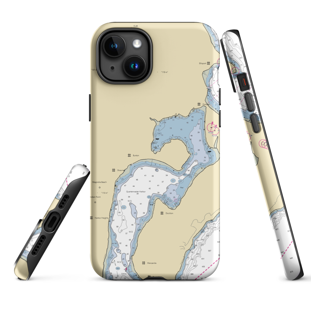 Quartermaster Marina (Tacoma, WA) NOAA Chart  Tough iPhone Case iPhone 15 Plus model shown