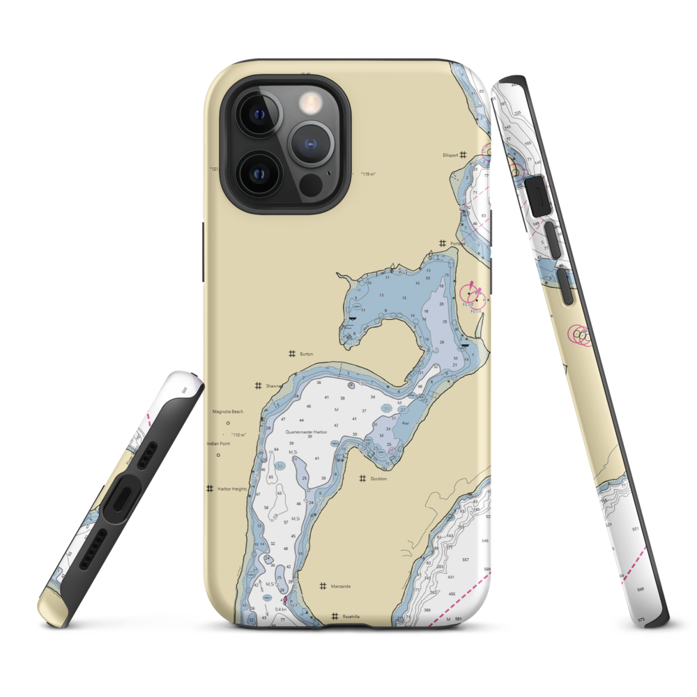 Quartermaster Marina (Tacoma, WA) NOAA Chart  Tough iPhone Case iPhone 12 Pro Max model shown