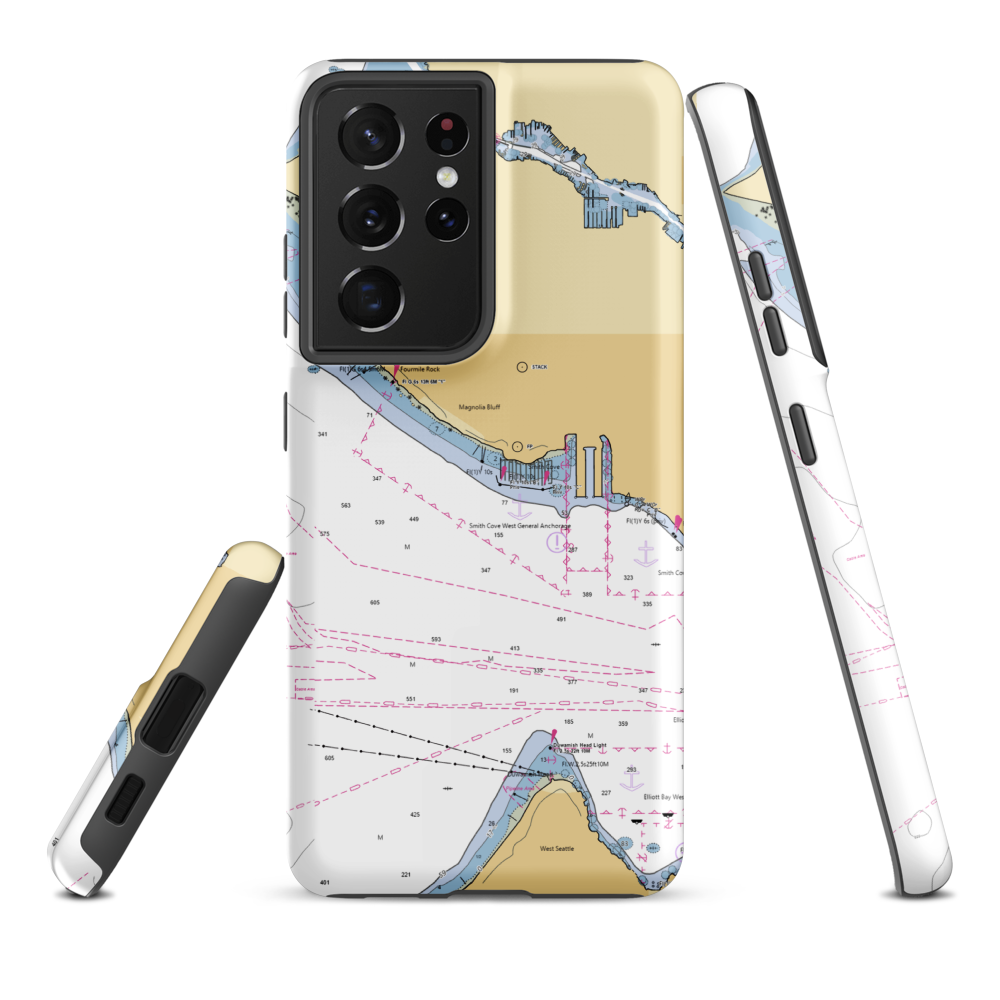 Seattle Yacht Club Elliott Bay Station (Bainbridge Island, WA) NOAA Chart Samsung Phone Case Samsung Galaxy S21 Ultra model shown