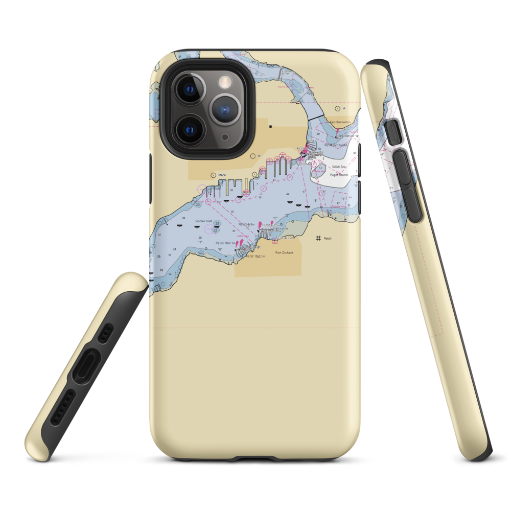 Sinclair Inlet Yacht Club (Bremerton, WA) NOAA Chart  Tough iPhone Case iPhone 11 Pro model shown