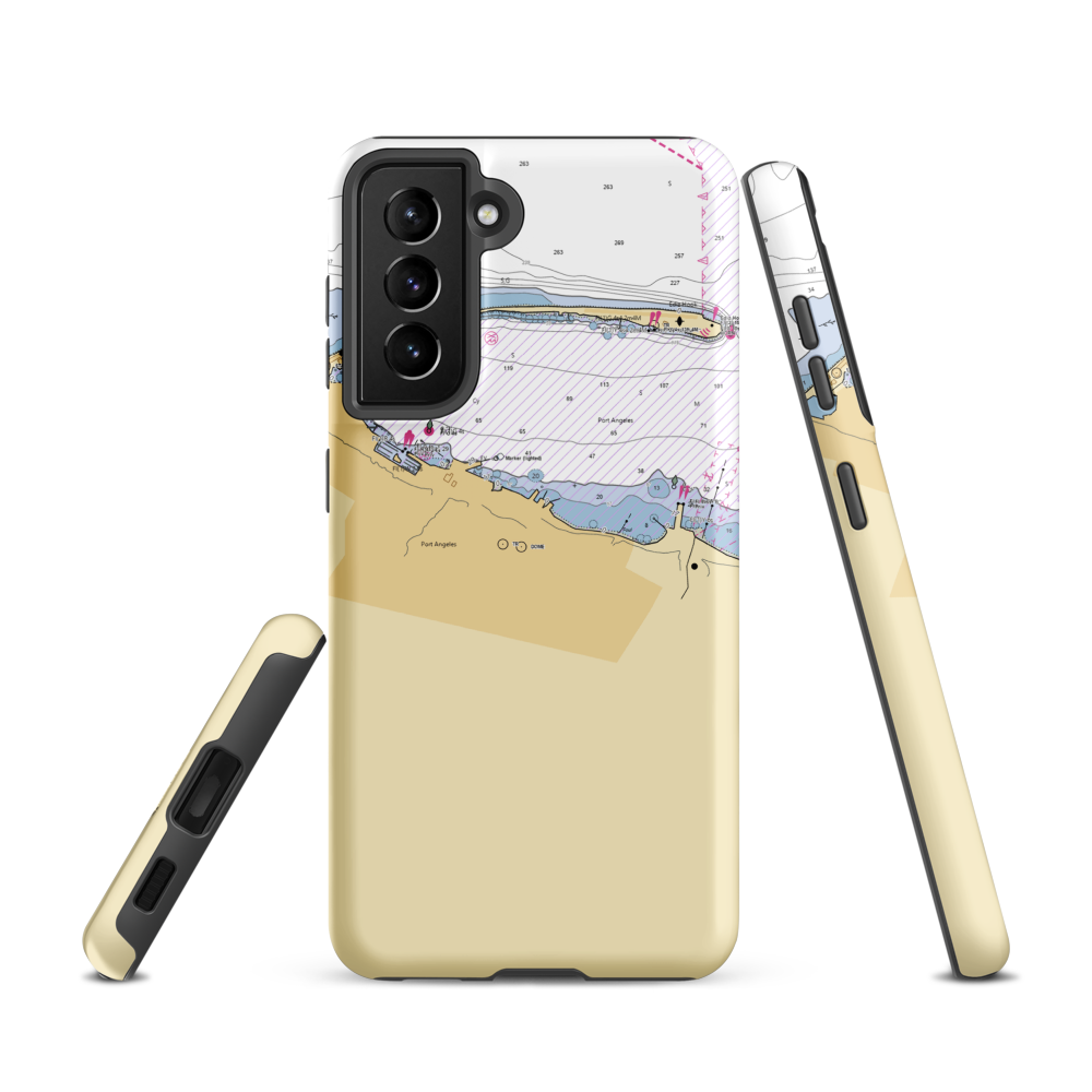 Port Angeles City Pier (Port Angeles, WA) NOAA Chart Samsung Phone Case Samsung Galaxy S21 model shown
