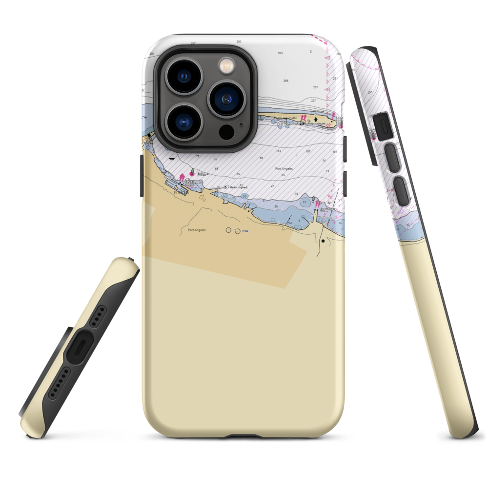 Port Angeles City Pier (Port Angeles, WA) NOAA Chart  Tough iPhone Case iPhone 14 Pro Max model shown