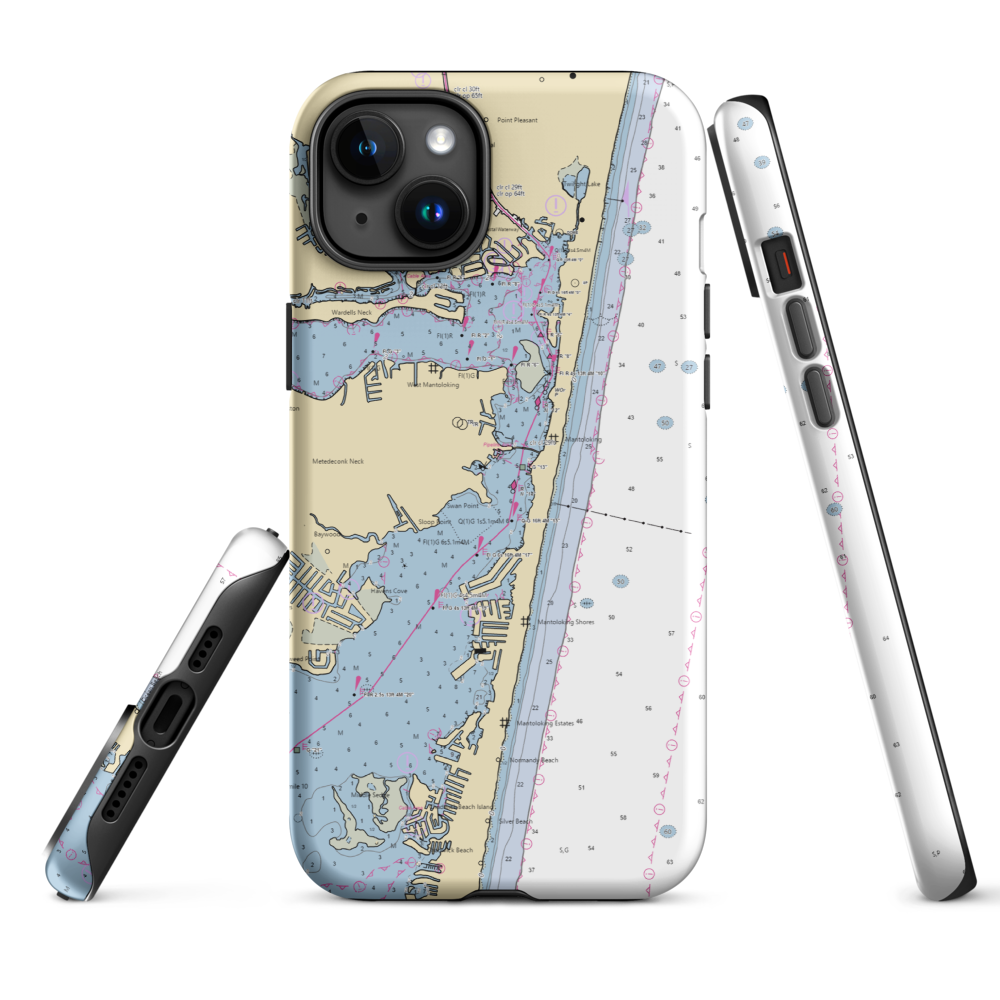 David Beaton & Sons, Inc. Boatyard (Mantoloking, NJ) NOAA Chart  Tough iPhone Case iPhone 15 Plus model shown
