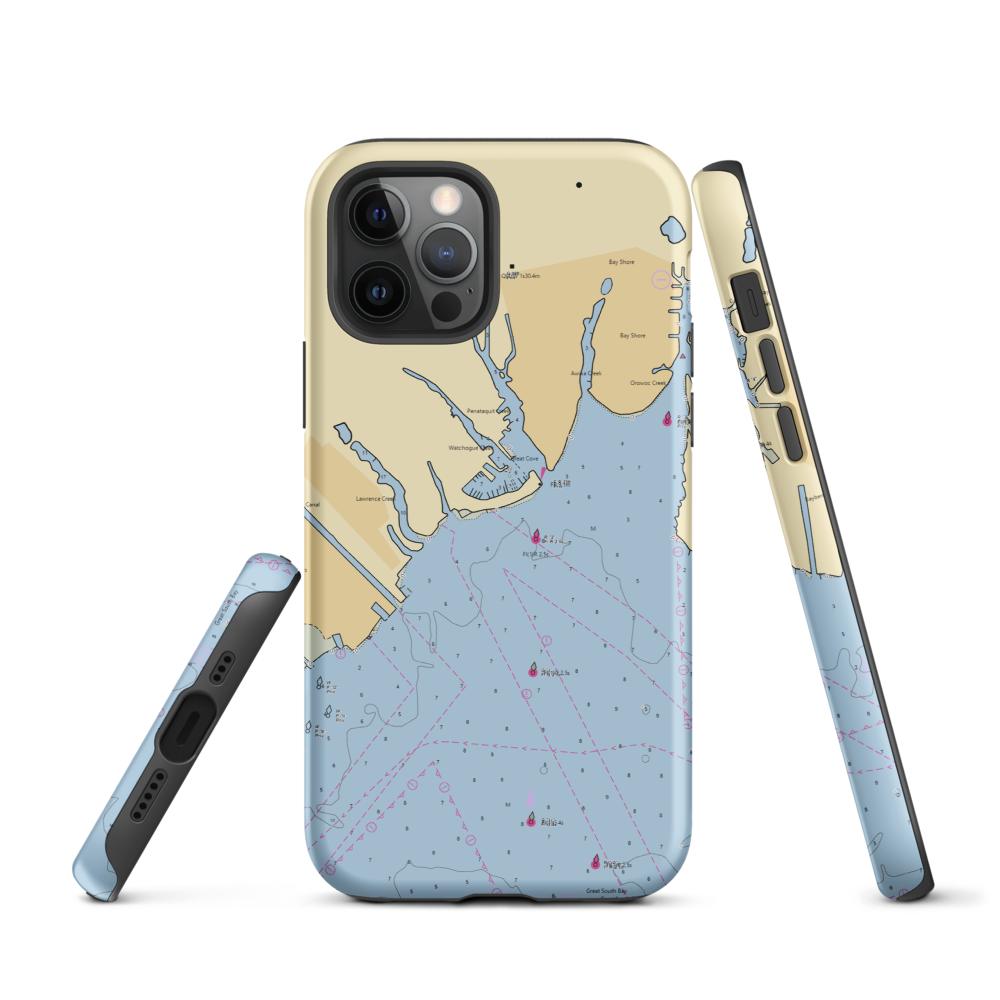 Bay Shore Marina (Bay Shore, NY) NOAA Chart  Tough iPhone Case iPhone 12 Pro model shown