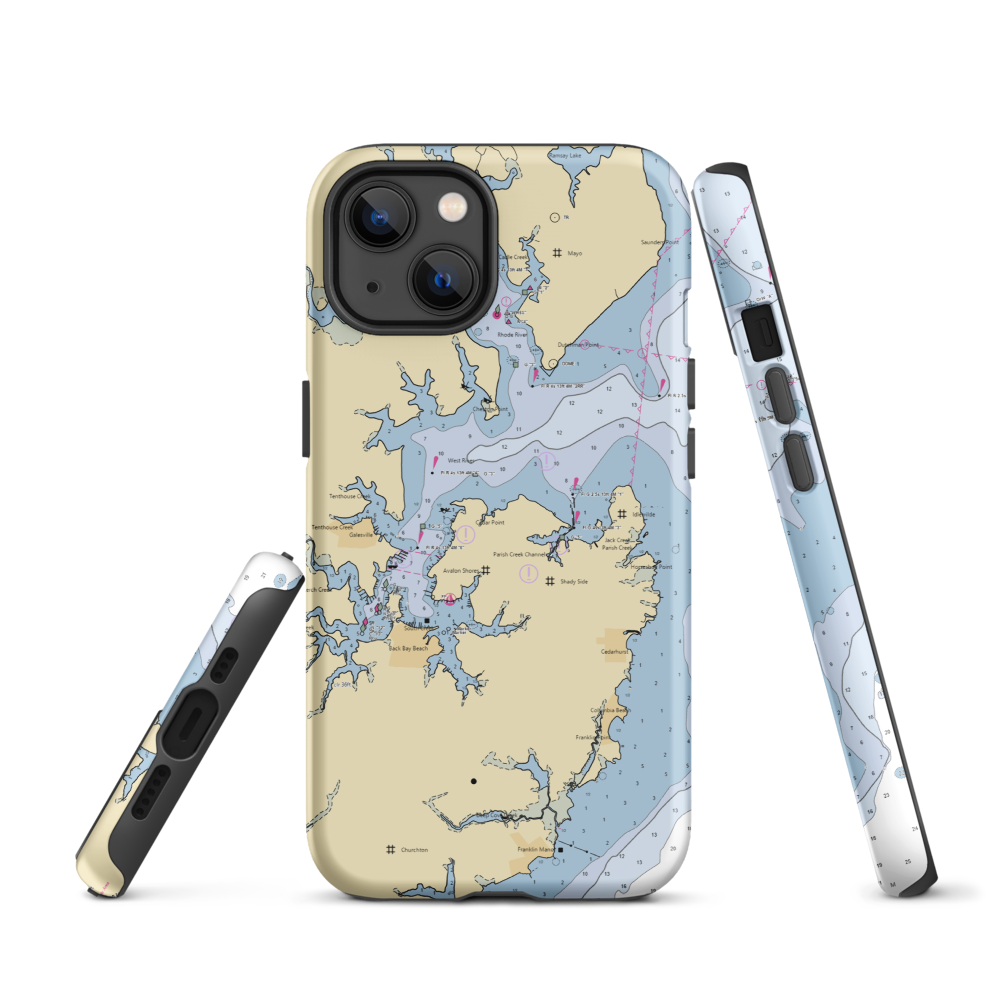 Parish Creek Landing (Churchton, MD) NOAA Chart  Tough iPhone Case iPhone 13 model shown