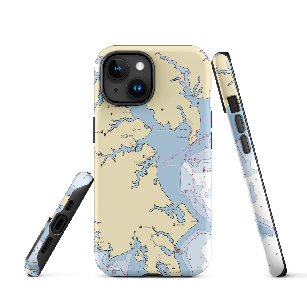 Eastport Yacht Club (Annapolis, MD) NOAA Chart  Tough iPhone Case iPhone 15 model shown