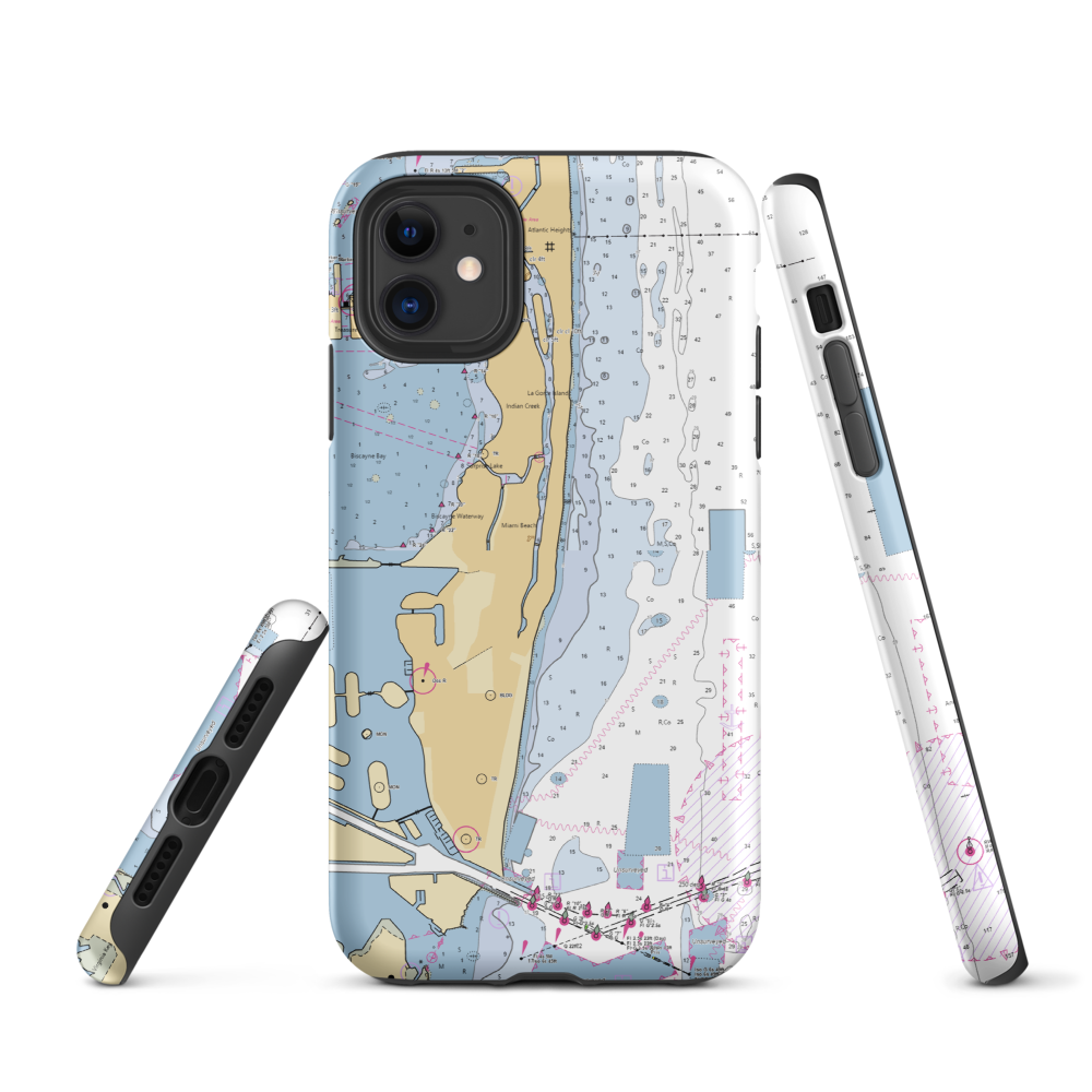 Fontainebleau Marina (Miami Beach, FL) NOAA Chart  Tough iPhone Case iPhone 11 model shown