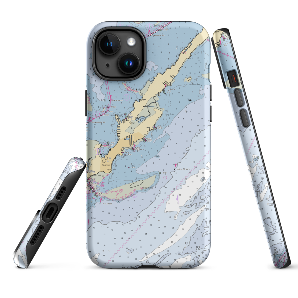 Ocean Pointe Marina (Islamorada, FL) NOAA Chart  Tough iPhone Case iPhone 15 Plus model shown