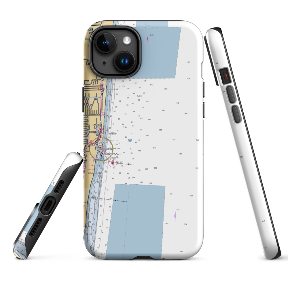 Hillsboro Inlet Marina (private) (Pompano Beach, FL) NOAA Chart  Tough iPhone Case iPhone 15 Plus model shown
