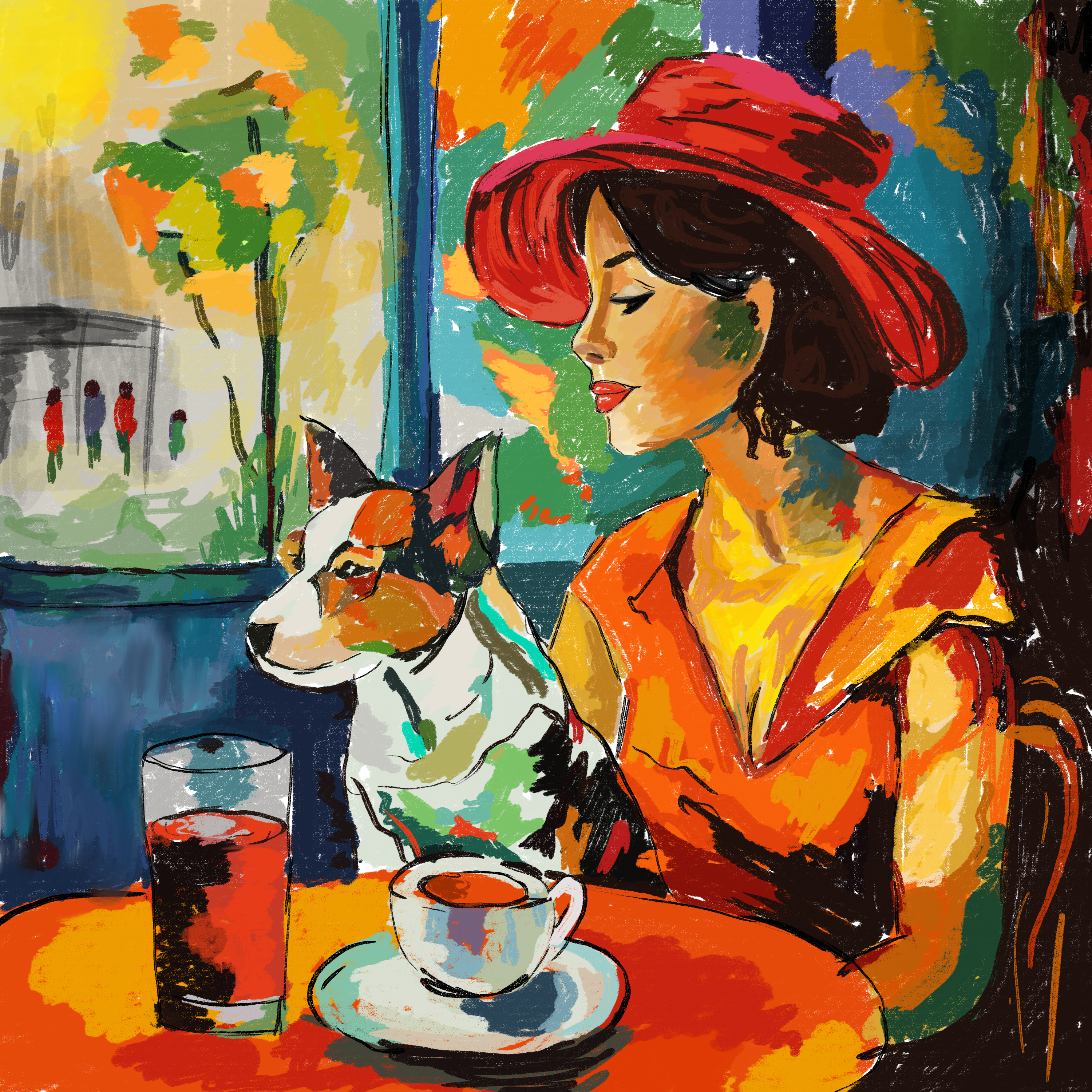 Alone in Café
