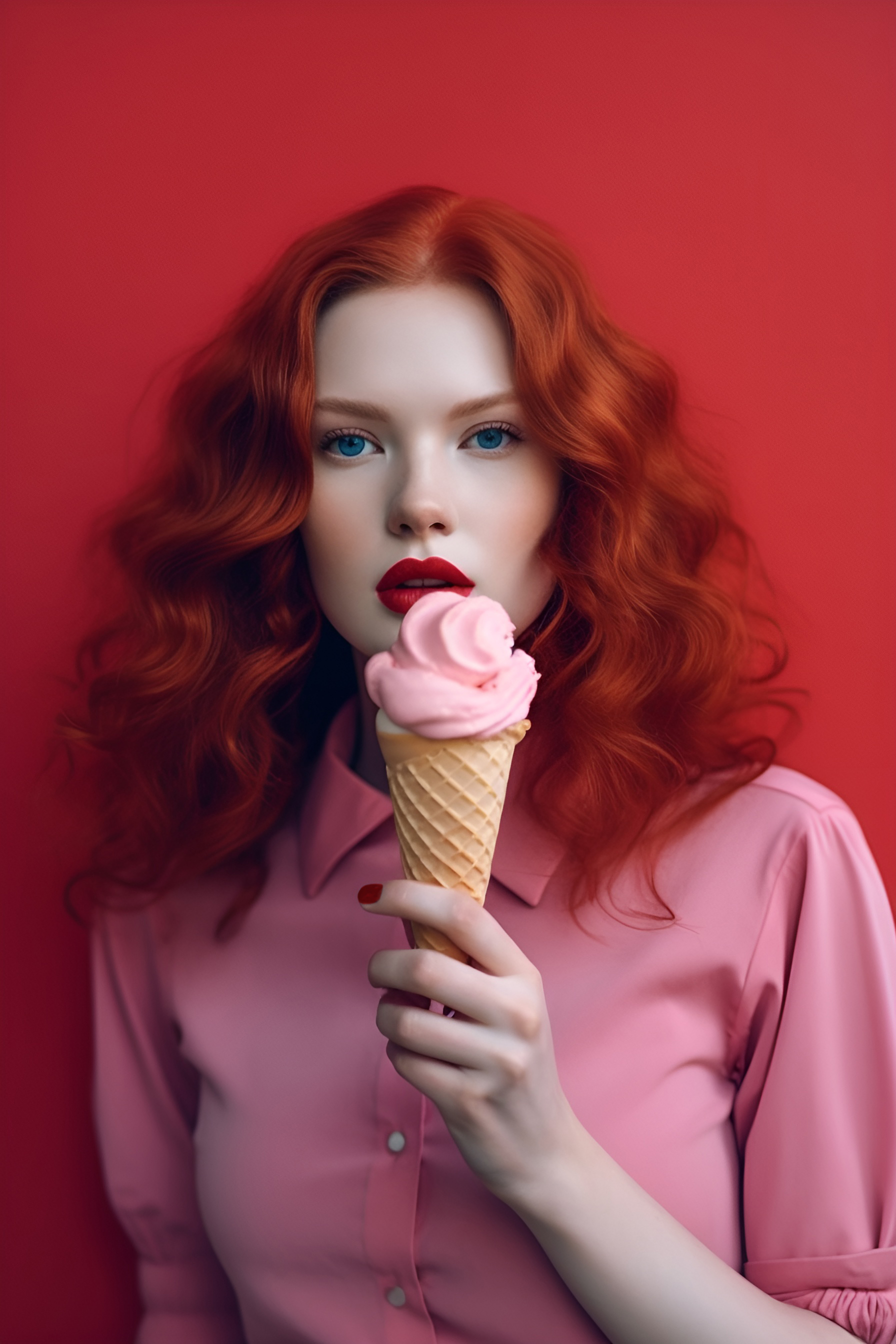 Redhead Ice Cream Girl - Pink