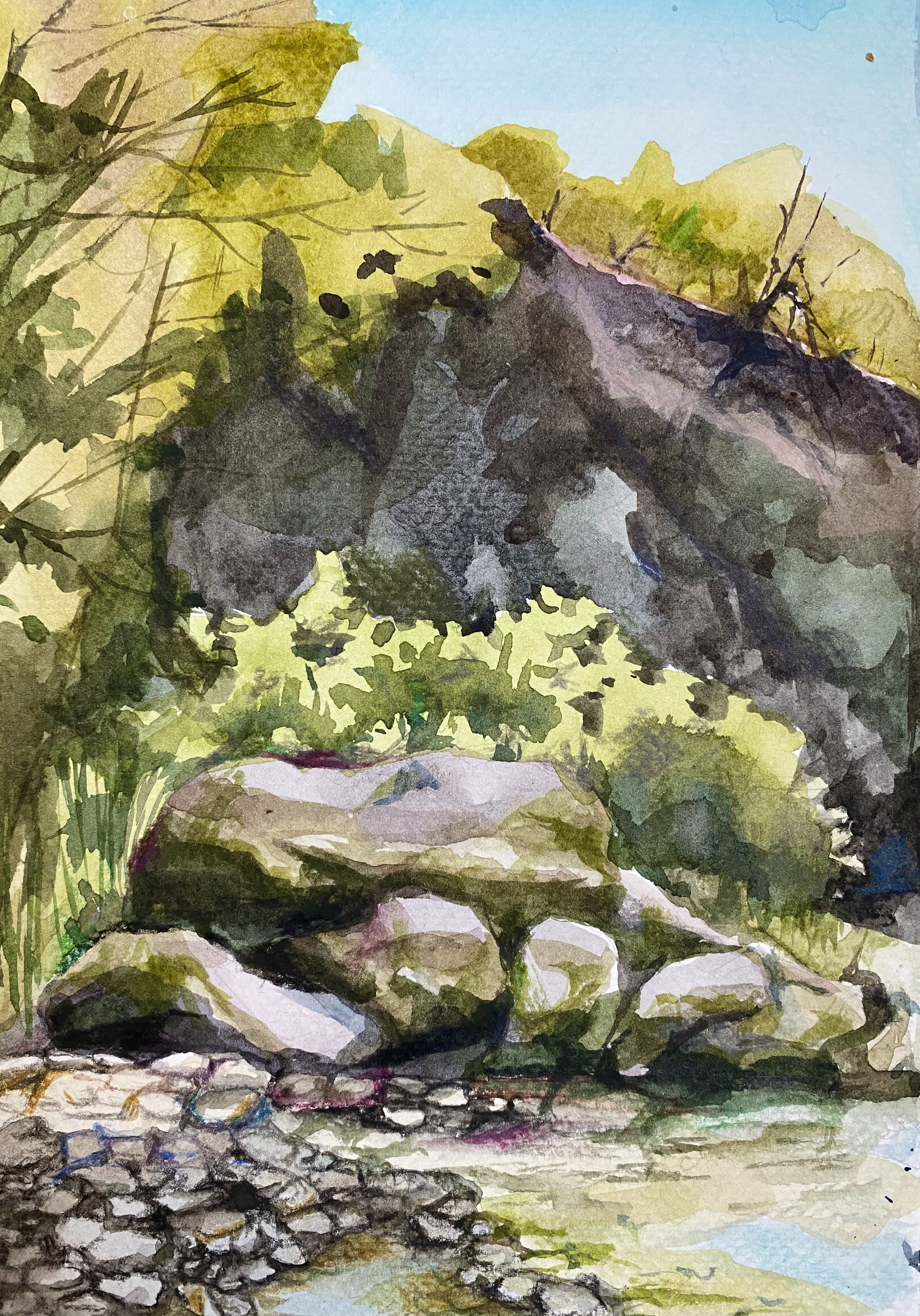 Stones by a mountain stream
