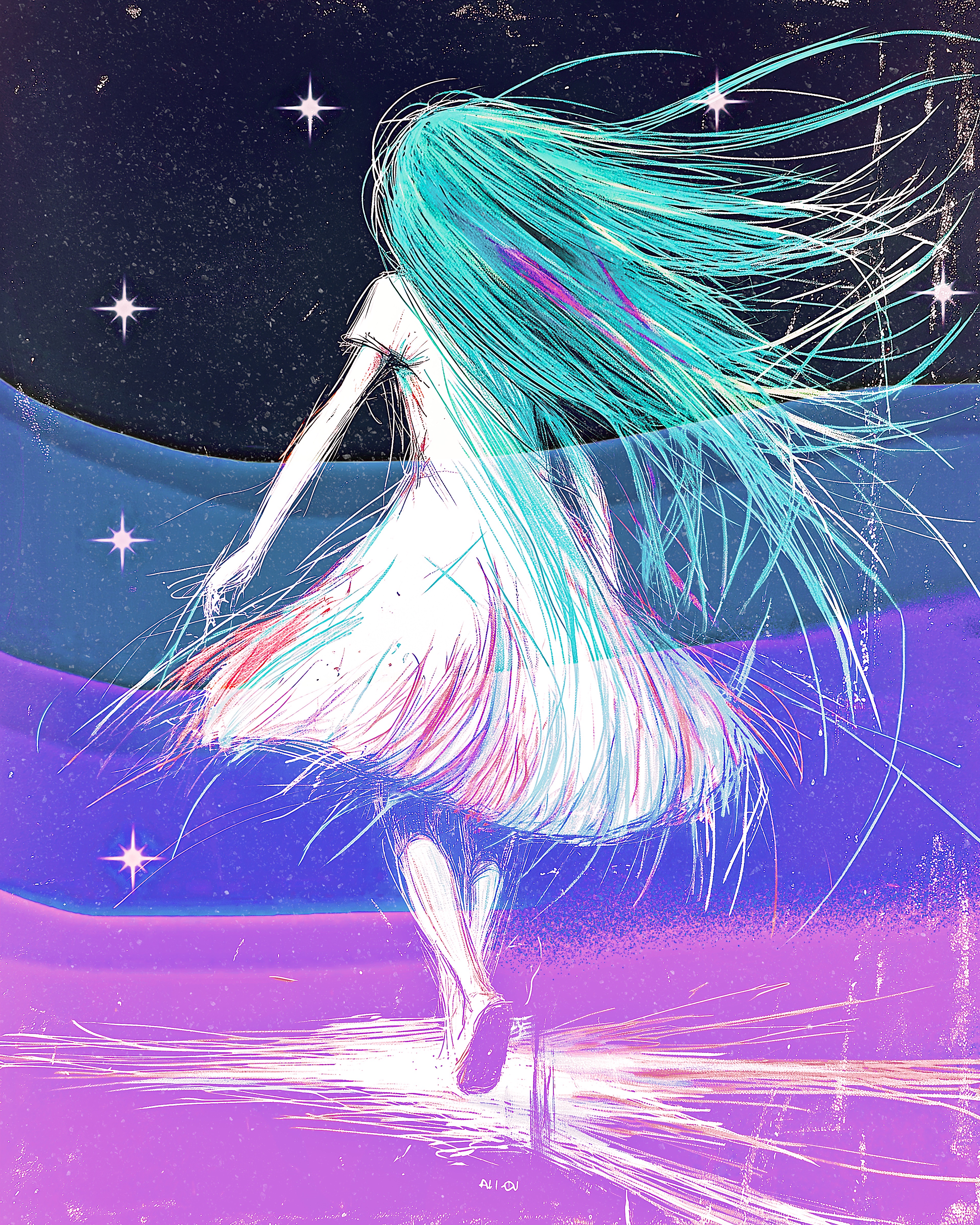 "Stepping Into Violet Dreams"