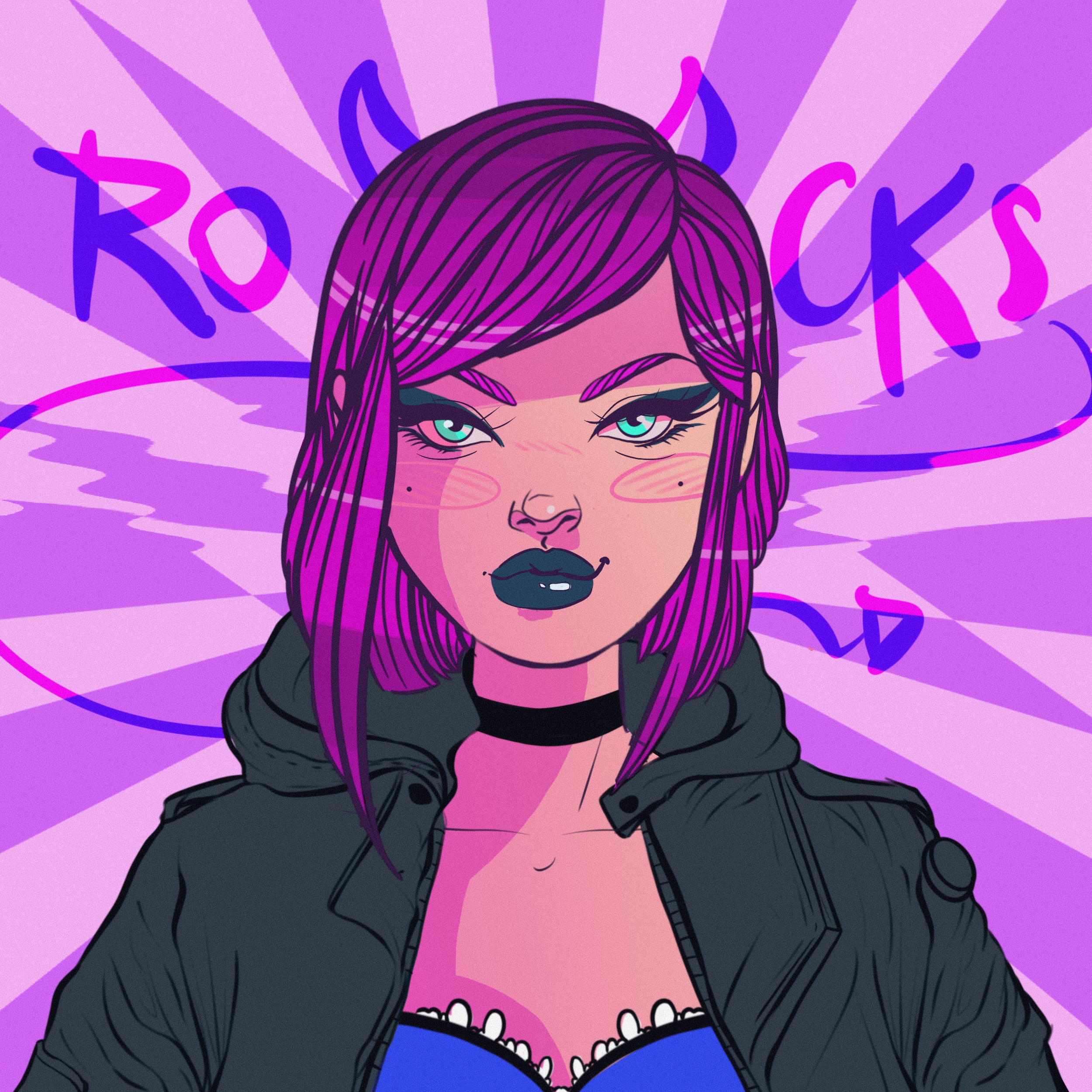 Flat Colors Black Lips (○` 3′○)