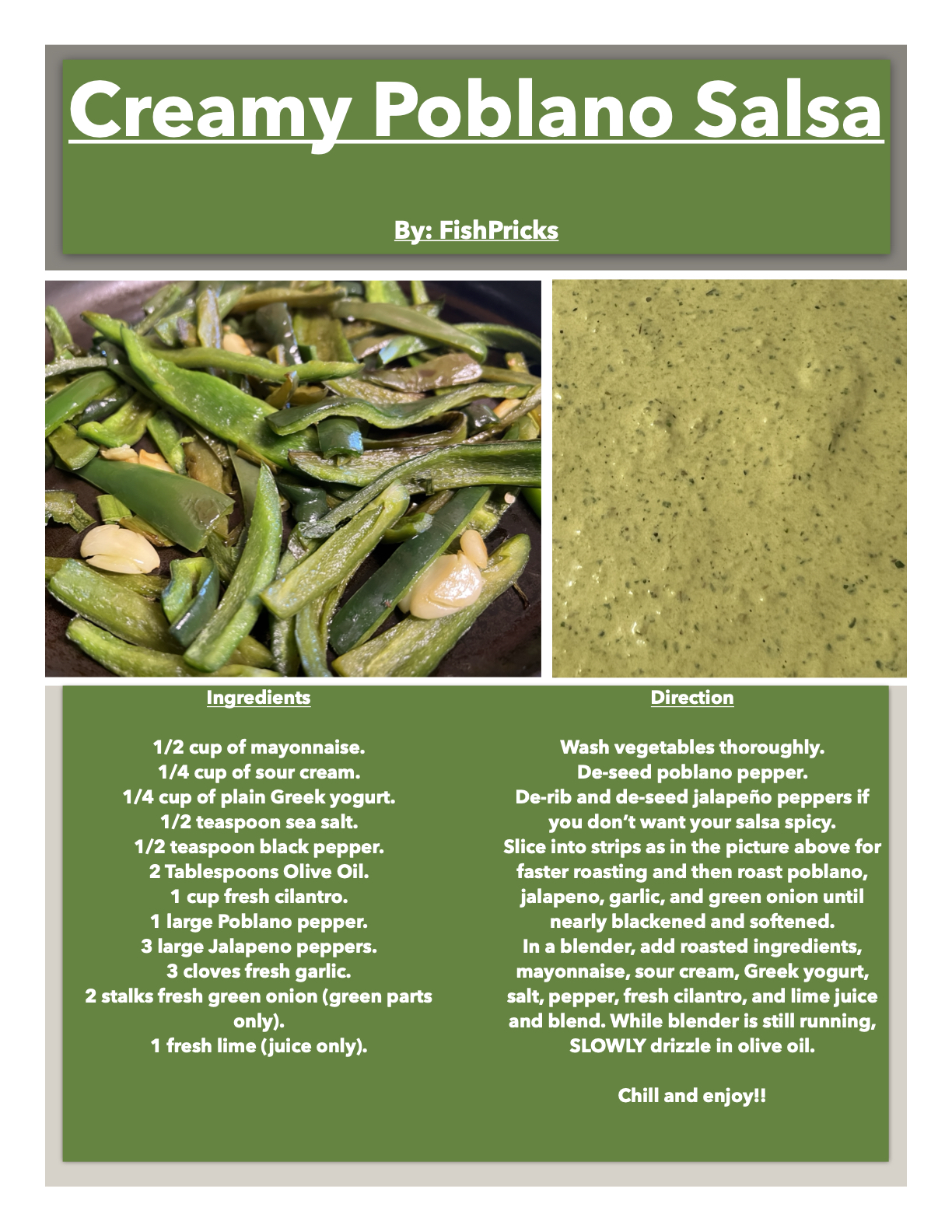 Fishes' Creamy Poblano Salsa