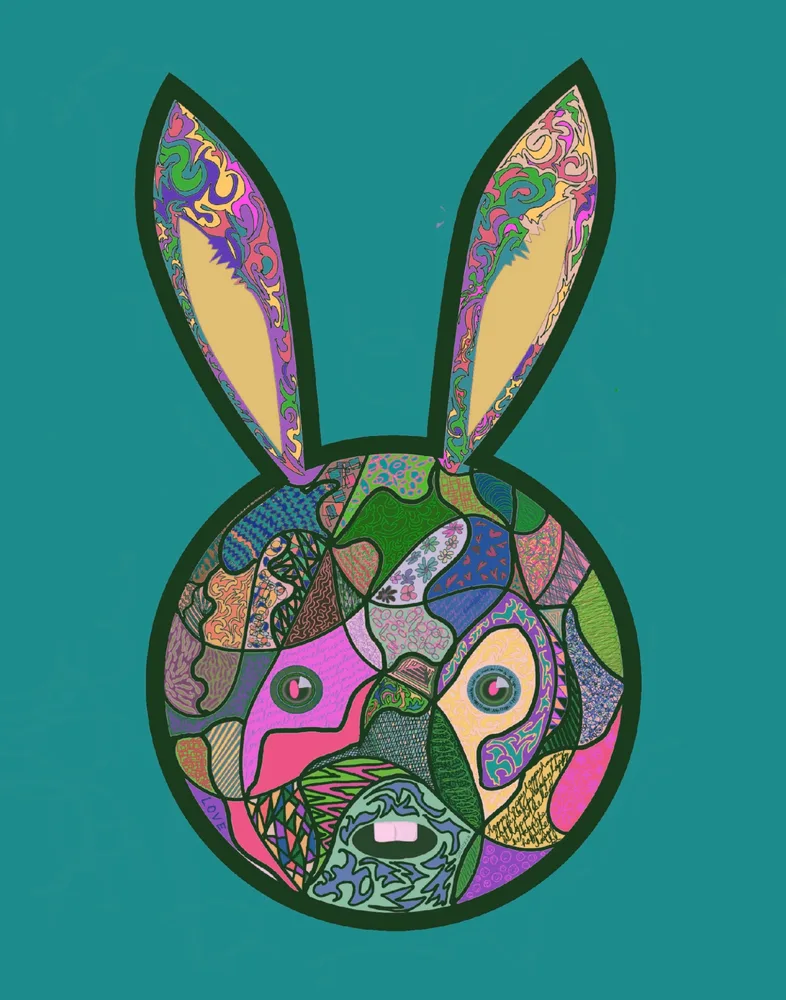 un lapin heureux